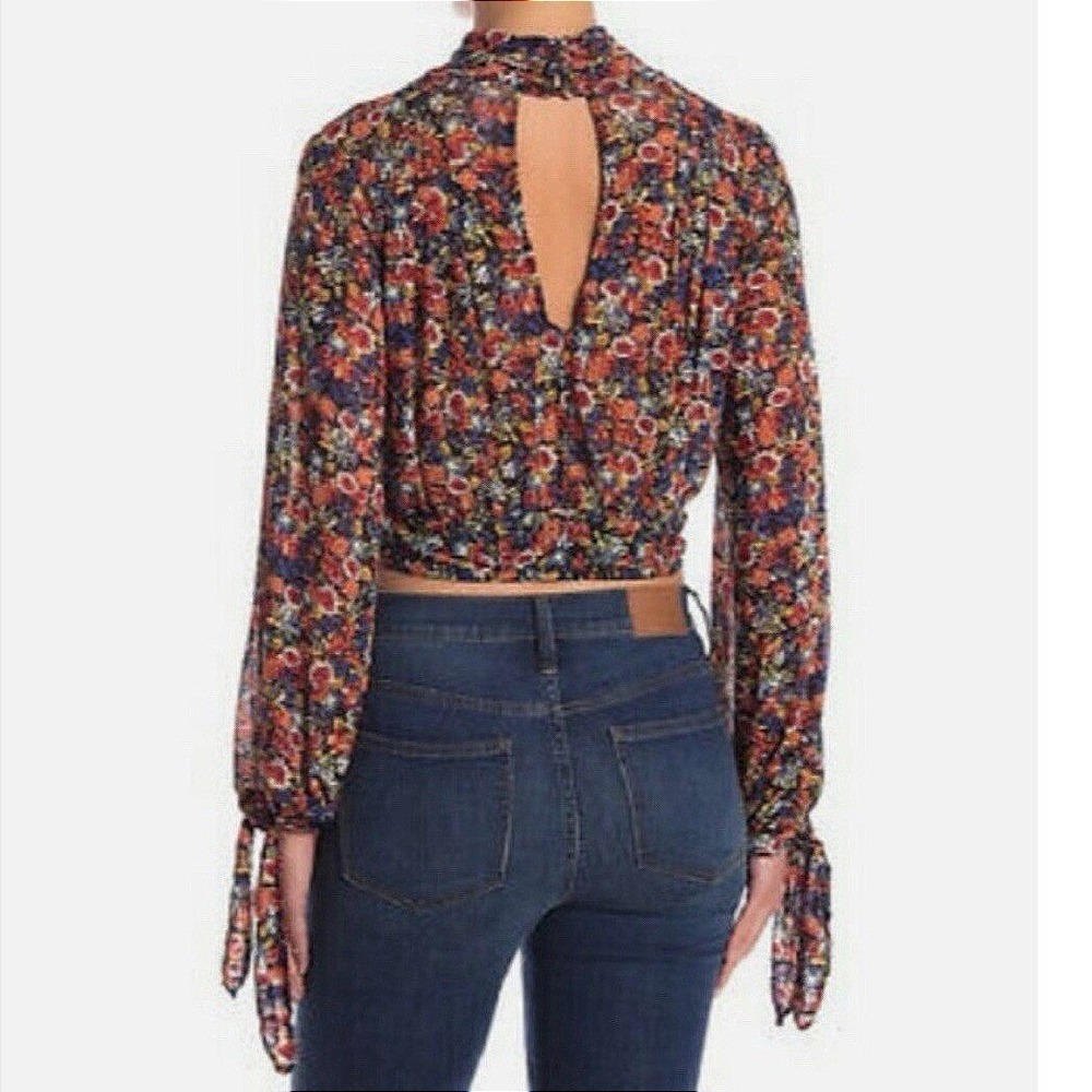 Free People All Dolled Up Mesh Crop Top Medium Floral Boho Cottage‎ Fairycore